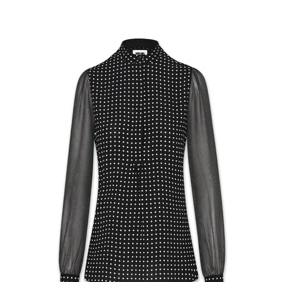 Anne Klein Black and White Polka Dot Blouse - Picture 3 of 8